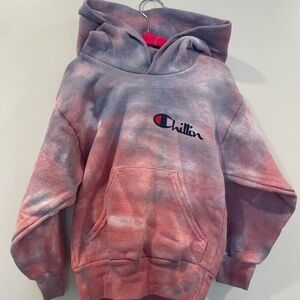 Lil ballers Champion Kids Tie-Dye Hoodie - Pink and Blue